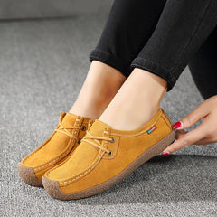 Summer female Women's Shoes Tie thick bottom Increase Leisure time Genuine leather Non-slip Single-layer shoes