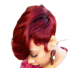 Pixie Cut Short Bob Wig Brazilian Straight Human Hair Wigs Non-Lace Remy Full Machine Cheap Wig For Black Women