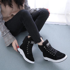 Women's Winter Cotton Shoes Fleece Thick Bottom Student Warm Martin Boots Mid Calf Ankle Boots