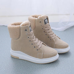 Women's Winter Cotton Shoes Fleece Thick Bottom Student Warm Martin Boots Mid Calf Ankle Boots