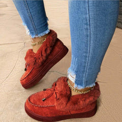 Winter Cotton Shoes New Arrived Bowknot Round-toe Flat Warm Shoes