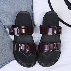Women's Fashionable Thick-Soled Sandals with Belt Buckle, Casual Plus Size Beach Slippers