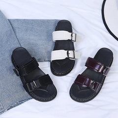 Women's Fashionable Thick-Soled Sandals with Belt Buckle, Casual Plus Size Beach Slippers