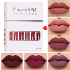 CmaaDu 6Pcs Lipstick Matte Liquid Lipstick Lipgloss Set for Women, Original 24 Hour Matte Lipstick Lip Stain Long Lasting Waterproof, Deep Red.