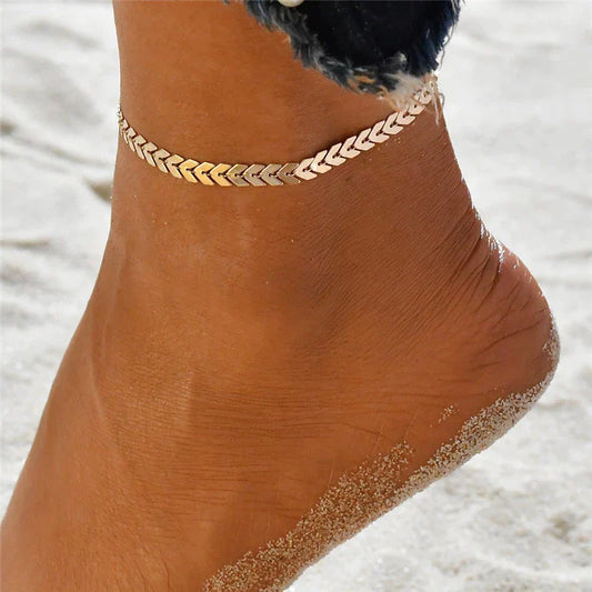 Modyle Bohemian Gold Color Arrow Leg Bracelet for Women Vintage Yoga Beach Anklet Summer Style Sandals Brides Shoes Barefoot