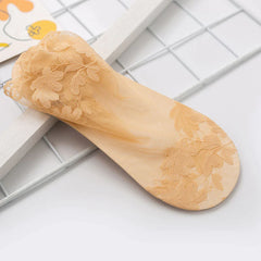 NEW Women Leaves Lace Invisible Socks Thin Ladies Lace Boat Socks Hollow Non-slip Shallow Socks Women
