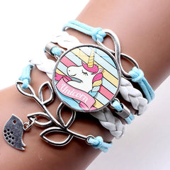 Adorable Cartoon Unicorn Time Gem Woven Bracelet Flying Horse Unicorn Bracelet Infinite Love