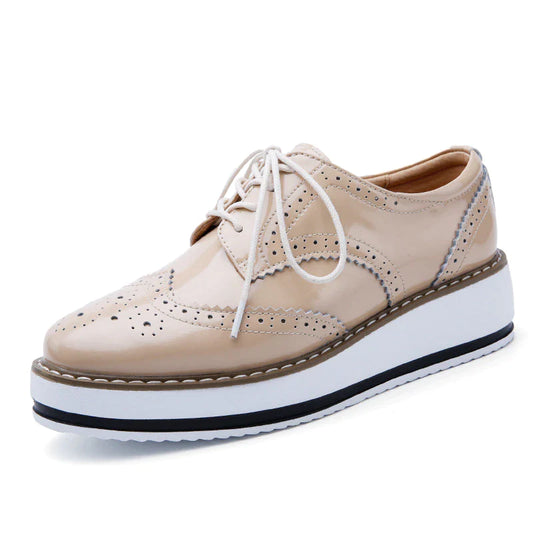 Spring Shoes Independent Station 2023 Leather Shoes Sports Thick Bottom Brogue Shoes Mid-Heel Deep Mouth Women's Shoes
