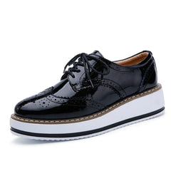 Spring Shoes Independent Station 2023 Leather Shoes Sports Thick Bottom Brogue Shoes Mid-Heel Deep Mouth Women's Shoes