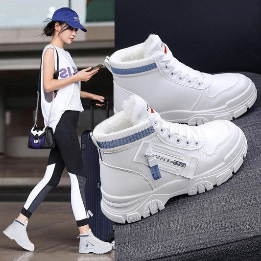High Help Female Women's Shoes High-waisted Sports With Velvet Skate Shoes