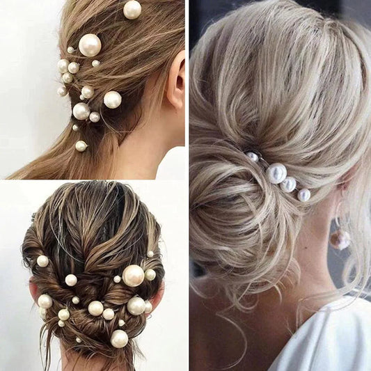 20PCS Pearl Bridal Hairpins Suit Handmade Wedding Headdress Fashion Bride Bridesmaid Hair Accessories Party Prom Headpiece Tiara