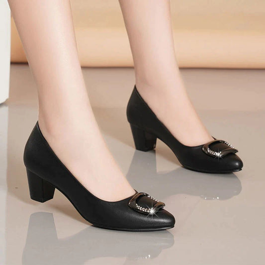 High Heels Shoes Women White Wedding Shoes Thick High Heels Fashion Party Pumps Footwear black Big Size