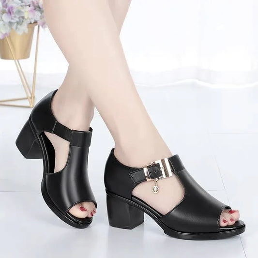 Women's Thick Heel Fish Mouth Sandals