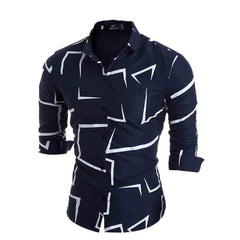 Men's Polyester Fiber Casual Shirt with Turn-down Collar and Full Sleeve Length
