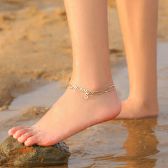 Foot Decoration Inlaid Zircon 26 Letters Double Stacked Anklet Copper Cuban Chain Beach Ankle Chain