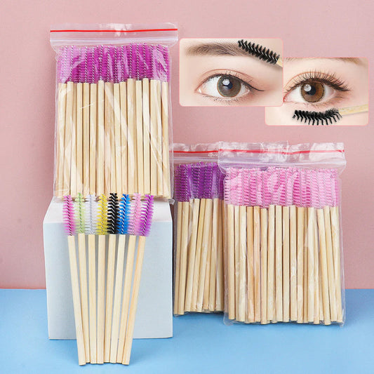 50 Pcs Bamboo Handle Eyelash Brushes Disposable Eyebrow Brush Eyelash Extension Mascara Wands Applicator Women Makeup Tools