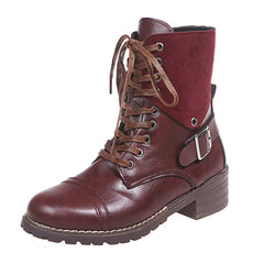 Plus Size Short boots female Autumn Mosaic Retro England zipper Rough Martin Martin boots