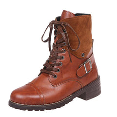 Plus Size Short boots female Autumn Mosaic Retro England zipper Rough Martin Martin boots