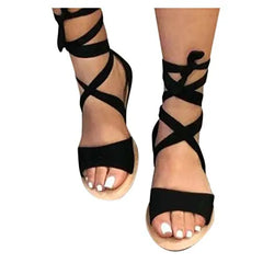 Summer Flat Heels Female Women's Shoes Bandage Tie Sandals