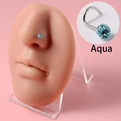 Stainless Steel Nose Jewelry with Mud Ball and S-Shaped Design