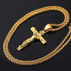 Necklace Cross Pendant Necklace Jesus Gold Men's Stainless Steel Chains Christian Jewelry