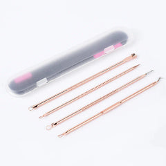 4PCS Stainless Steel Acne Needle Set Rose Gold Professional Blackhead Acne Needle Face Cleansing Beauty Makeup Tool