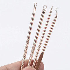 4PCS Stainless Steel Acne Needle Set Rose Gold Professional Blackhead Acne Needle Face Cleansing Beauty Makeup Tool