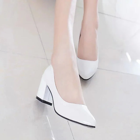 black Shallow mouth High heels High-heeled shoes Rough Occupation Work shoes mid heel Single-layer shoes female Women's Shoes