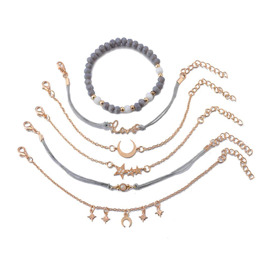 New Arrived Star Moon Letter Six-piece Set Female Bracelet