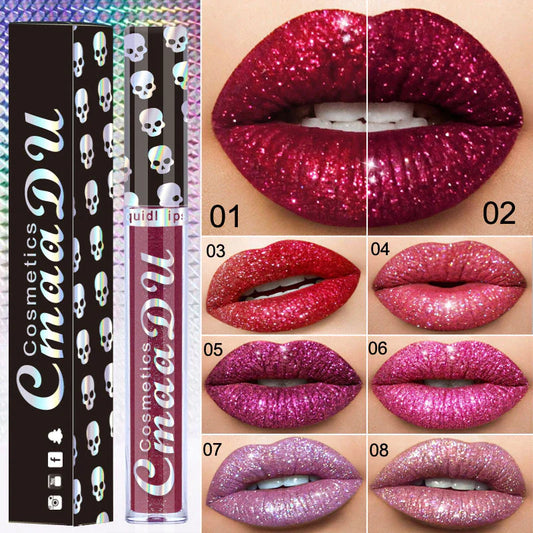 8Colors Liquid Lipstick Waterproof Nude Matte Lipstick Velvet Glossy Lips Gloss Lipstick Lip Balm Red Diamond Shining