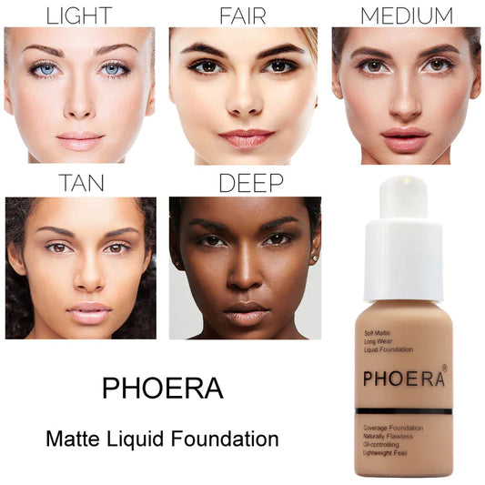 PHOERA Perfect Beauty New 30ml Foundation Soft Matte Long Wear Oil Control Concealer Liquid Foundation Cream Fashion Makeup.