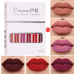 CmaaDu 6Pcs Lipstick Matte Liquid Lipstick Lipgloss Set for Women, Original 24 Hour Matte Lipstick Lip Stain Long Lasting Waterproof, Deep Red.