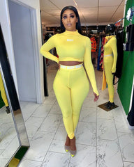 sexy Solid color Tight long-sleeved Cuff suit