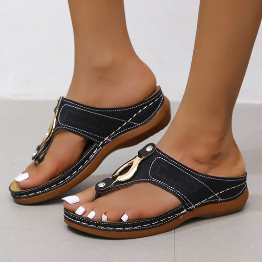 Women Sandals Wedge Sandals with Arch Support Summer Platform Bohemia Flip Flops Flat Shoes Casual Thong Sandals