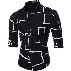 Men's Polyester Fiber Casual Shirt with Turn-down Collar and Full Sleeve Length