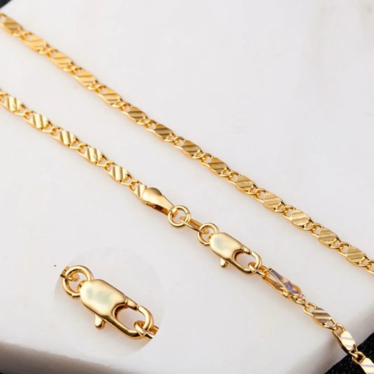 Fashion Short Clavicle Chain 2mm Flat Chain Trendy Accessories Prime Chain Classic Hip Hop Simple Necklace