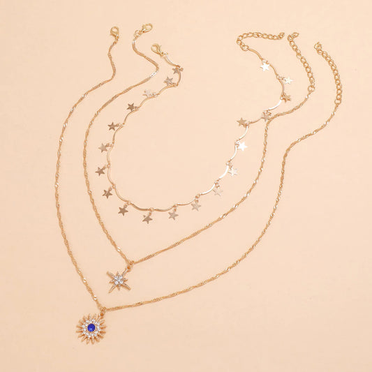 Sunflower Diamond Pendant Necklace with Tassels