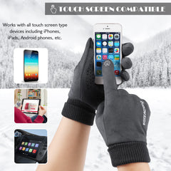 TAGVO Winter Running Gloves, Suede Windproof Thermal Anti Slip Touch Screen Gloves, Cold Weather Outdoor Sports Camping Hiking Running Cycling Biking Driving Gloves For Men Women