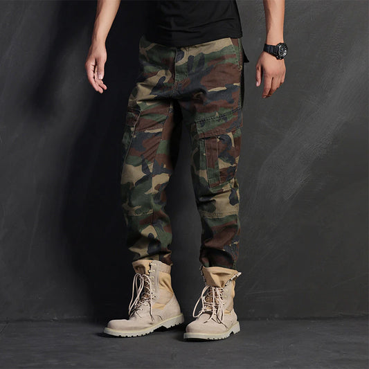 Shawn Yue's Same Style Casual Green Camouflage Men's Workwear Straight Leg Trousers