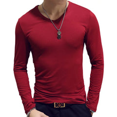 Spring Autumn Period Long Sleeve Cultivate One's Morality    O-neck Solid Polyester T Shirt