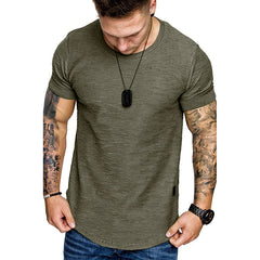 Men's Solid Color Cotton Blend T-Shirt