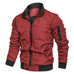 Men's Autumn Pure Color Casual Padded Woven Jacket