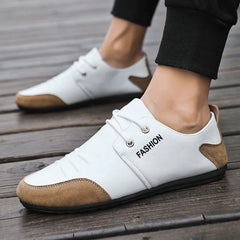 Male Comfortable Driving Casual All-fitting Anti-slip Wear-resistant Lace-up Casual Spliced Pumps