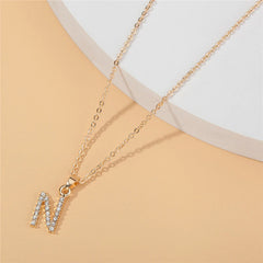 Full Diamond Letter Necklace 26 Gold English Alphabet Necklace Women DIY Pendant Inlaid with Diamonds Clavicle Chain Neck Chain