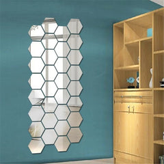 12Pcs 3D Hexagon Mirror Wall Sticker
