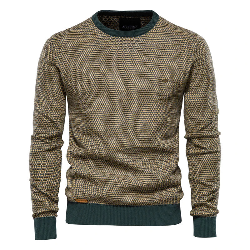 Men's Casual Contrast Color Trendy Pullover Knitwear