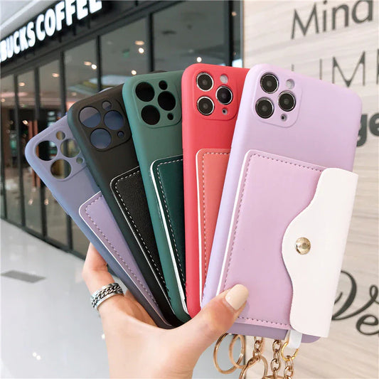 Liquid Wallet Phone Case suitable for iPhone 14 and Huawei Honor 50 Pro with full coverage anti-drop card package in women's style
