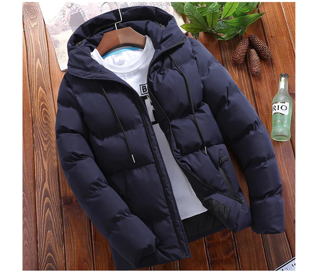 Cozy Hooded Cotton Jacket with Convenient Zippered Pockets