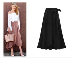 Skirt High Waist Irregular Skirt Split Skirt Plus Size Mid-length Bandage Women's Dresses Wrapskirt