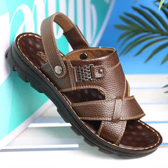 New Men's First Layer Cowhide Beach Shoes Fashion Casual Shoes Light and Comfortable Non-slip Sandals Summer Sandals Men
